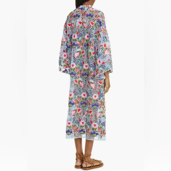 NWT $850 La Vie Style House Floral Open Stitch Long Sleeve Cover-Up Dress! - Picture 2 of 7